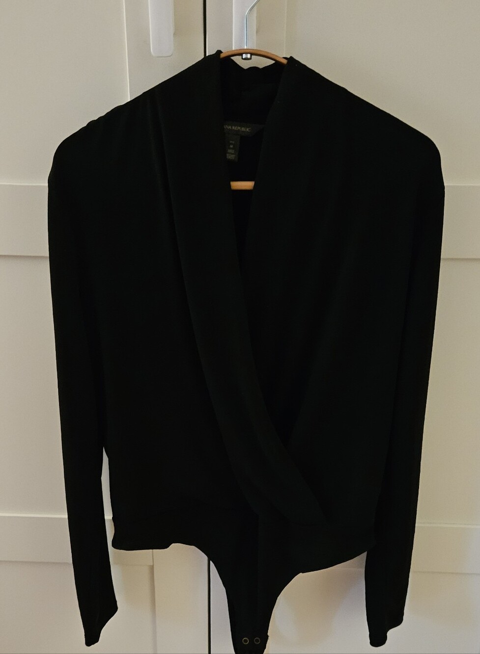 Banana Republic Black Surplice Long-Sleeve Bodysuit